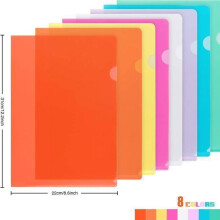 45-Piece A4 Plastic Paper Sleeves - Paper Storage Sleeves - A4, 8 Colors, Transparent - For paper storage, document protection