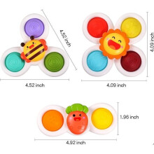 3pcs Sensory Fidget Toys, Suction Cup Bath Spinner Toys, Birthday/Christmas Gifts for 1-2 Year Old Children