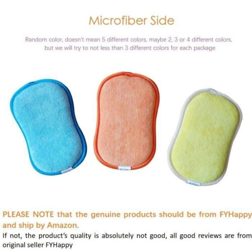 Antibacterial microfiber kitchen scouring pads, double-sided sponges, pack of 5 random colors 1