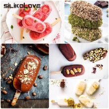 Jäätelömuotit - Magnum Popsicles - Korkealaatuinen silikoni - 4 koloa - 20 ilmaista tikkua