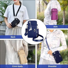 Schultertasche – OXFORD – Kleine Damen-Handytasche – Oxford-Gewebe – Kopfhöreranschluss – Dunkelblau