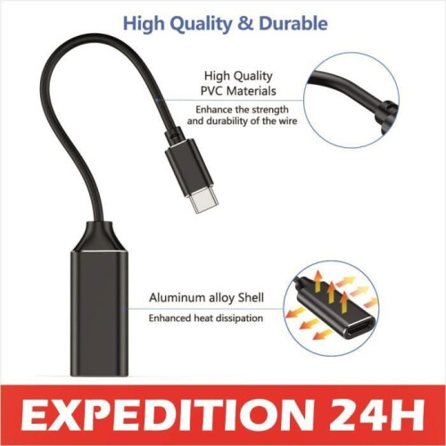 Adaptateur USB-C vers HDMI - Cuszwee - 4K - Compatible Thunderbolt 3 - Pour MacBook - Câble blanc 2