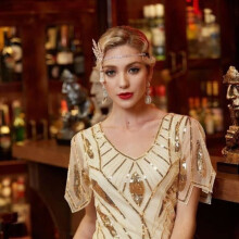 Haarband - The Great Gatsby - Goud - Strass-steentjes - Parels - Kwastje