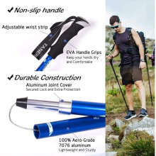 Telescopic Trekking Poles - Foldable, Anti-slip and Shock-absorbing, Ultra-lightweight, for Mountaineering, Hiking, Trekking (One