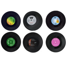 Retro vinyyli CD-lasinaluset - SOPEAR - 6 kpl - musta - aikuisille