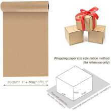 Kraft Paper Roll 30cm x 30m, Brown Paper Wrapping Roll, Natural Recycled Paper for Gift Wrapping, DIY