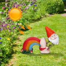 Garden Gnome Statue - YYV - Resin - Solar LED Light - Weatherproof - Multiple Colors