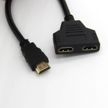 2-Port HDMI Cable Adapter for PC, Microsoft Television, TV Console, Gold 3D, Full HD, 4K, 1080p Screen Extension