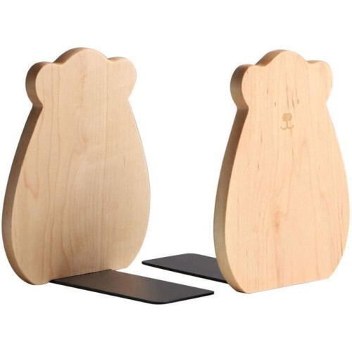 bear-shaped bookends, decorative bookends, wooden shelf 1