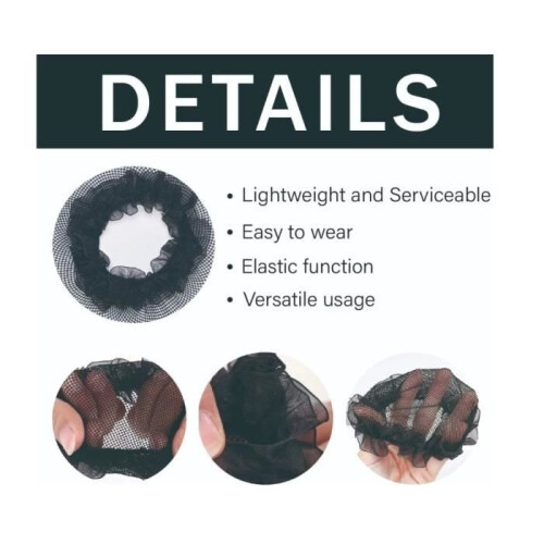 Hair Bun Net - Noname - 10 Pcs - Elastic - Black - Comfortable and Practical