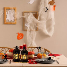 3-delige Halloween kaarslantaarns, hangende LED-lantaarns, draagbare lampen op batterijen, Halloween feestdecoratie