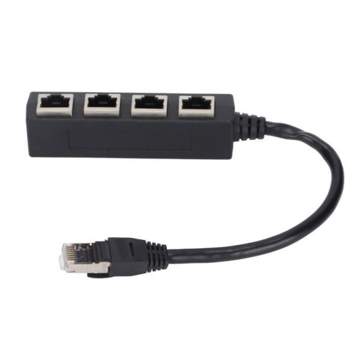RJ45 1-to-4 Port Splitter Adapter, Smooth Transmission, Excellent Connection, Computer Network Cable Adapter Pack 1