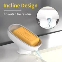 Set of 2 Plastic Soap Dishes with Drainage - Suction Cup Shower Soap Box - For Bathroom, Kitchen - Cleaning