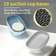 Lot de 2 porte-savons en plastique avec système d'évacuation - Boîte à savon à ventouse pour douche - Pour salle de bain, cuisine - Nettoyage