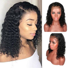 JchAouY Lyhyet Kiharat Laineikas Brasilialainen Aitohiusperuukit 10" Luonnolliset Laineikaset Lace Front Peruukit
