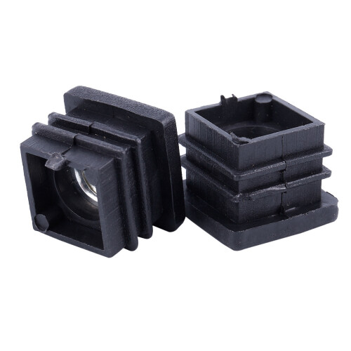Square Tubing Pipe End Caps Insert Plugs M8 Thread 20x20mm 20Pcs Black 1