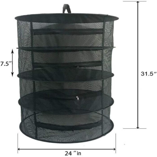4-Layer Drying Net, Plant Drying Hanging Basket, Foldable Mesh Tier with Zipper, Drying Support. 2
