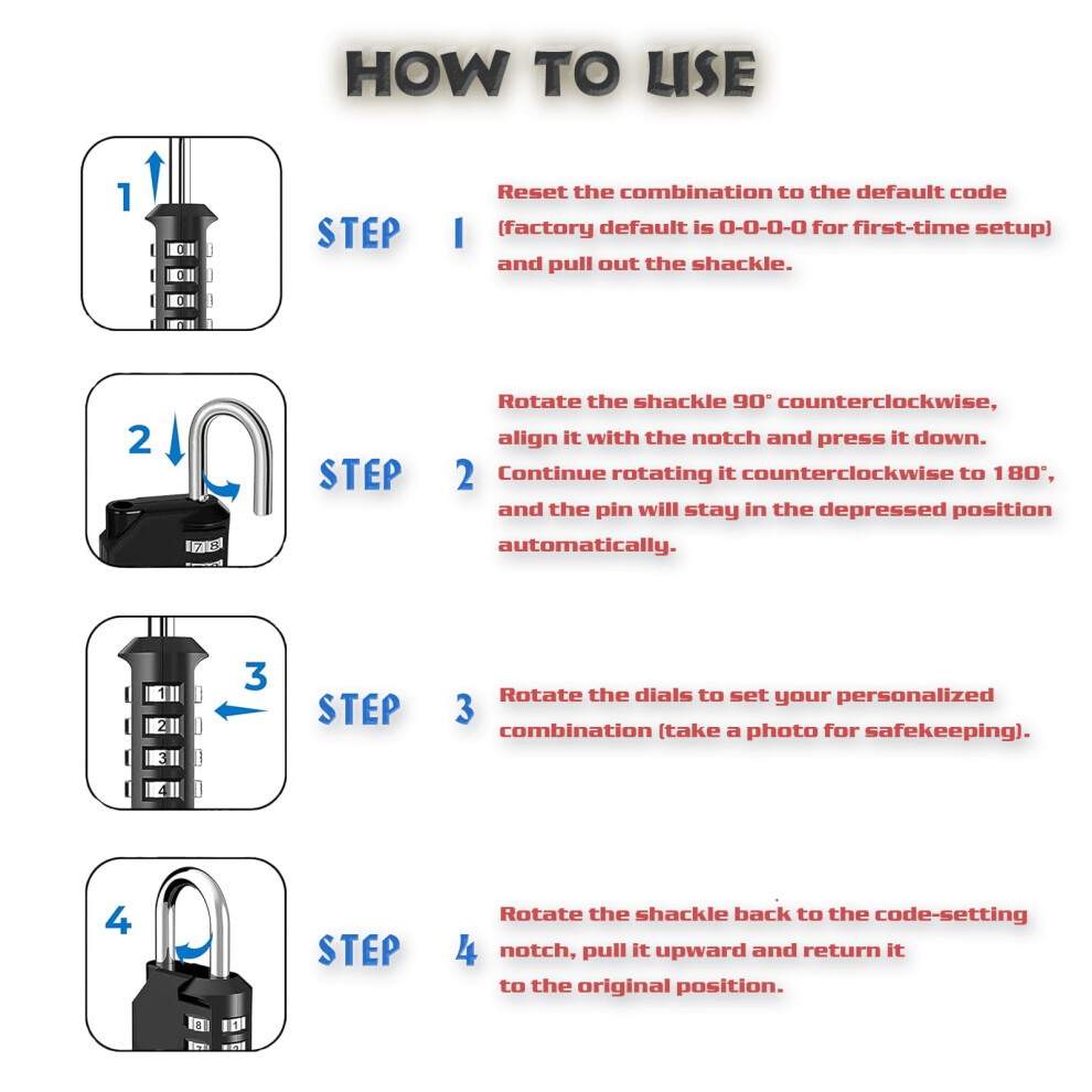 4 Digit Combination Padlock Weatherproof Outdoor Lock For Gym Locker 5001265441336