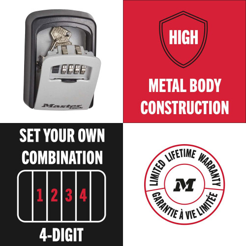 Master Lock Master Lock Key Safe, 5401EURD, Wall Mounted, Medium, Strong Outdoor Weather Res 2