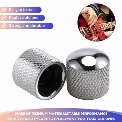 4x Guitar Dome Control Knobs for  Tele Replacement, Silver 2