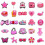 Shoe Charms - 37 pcs - Pink Ornaments - PVC 1