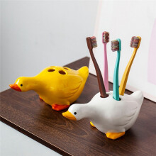 Toothbrush Holder, Duck 4 Holes Drainable Toothbrush Holder for Bathroom Storage White