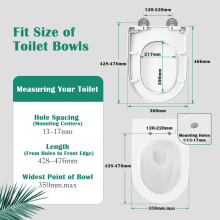 STOREMIC Toilet Seat Soft Close Universal D Shape Toilet Seats White T