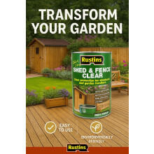 Rustins Shed Fence Clear 5L Advanced Wood Protector for Outdoor Stru