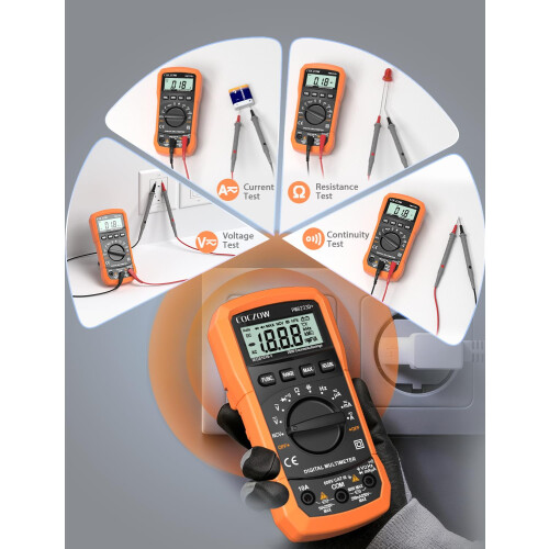 COCZOW Multimeter Digital Multimeter Voltage Tester Volt Meter Ohmmeter Ammeter AC DC OHM Continuity Circuit Resistance Diode Electrical Tester with 2
