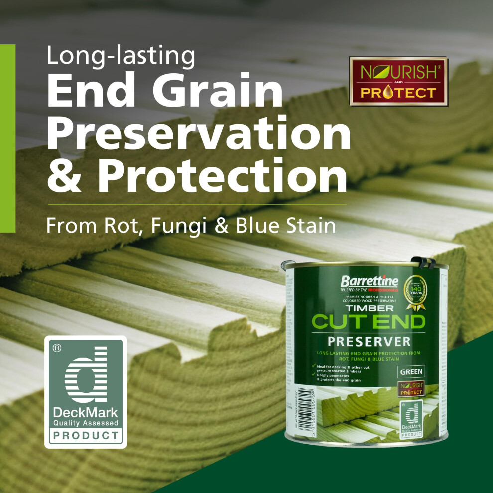 Barrettine Timber Decking Green Cut End Wood Preserver 1L Long Lasti 5006111165213