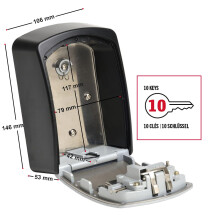 MASTER LOCK Extra Large Key Safe Wall Mounted XL 106 x 146 x 53 mm Out