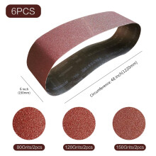 150mm x 1220mm 150mmx1220mm Sanding Belt Assorted Pack6 Pcs2 Each of 8