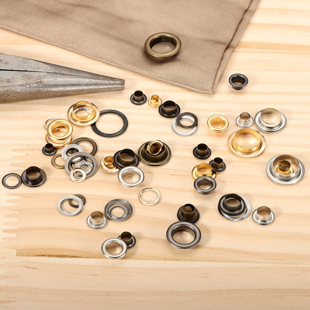 Sourcing Map 200 Sets Grommets Eyelets, 4.5Mm Brass Self Backing Eyelets Metal Eyelet With Washers For Belts, Shoes, Clothes, Bead Cores, Diy Project 5000304148946