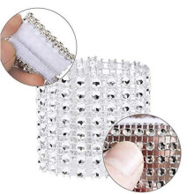 100PCS Silver Rhinestone Ribbon Napkin Rings 13*4CM - Silver Diamond Ribbon