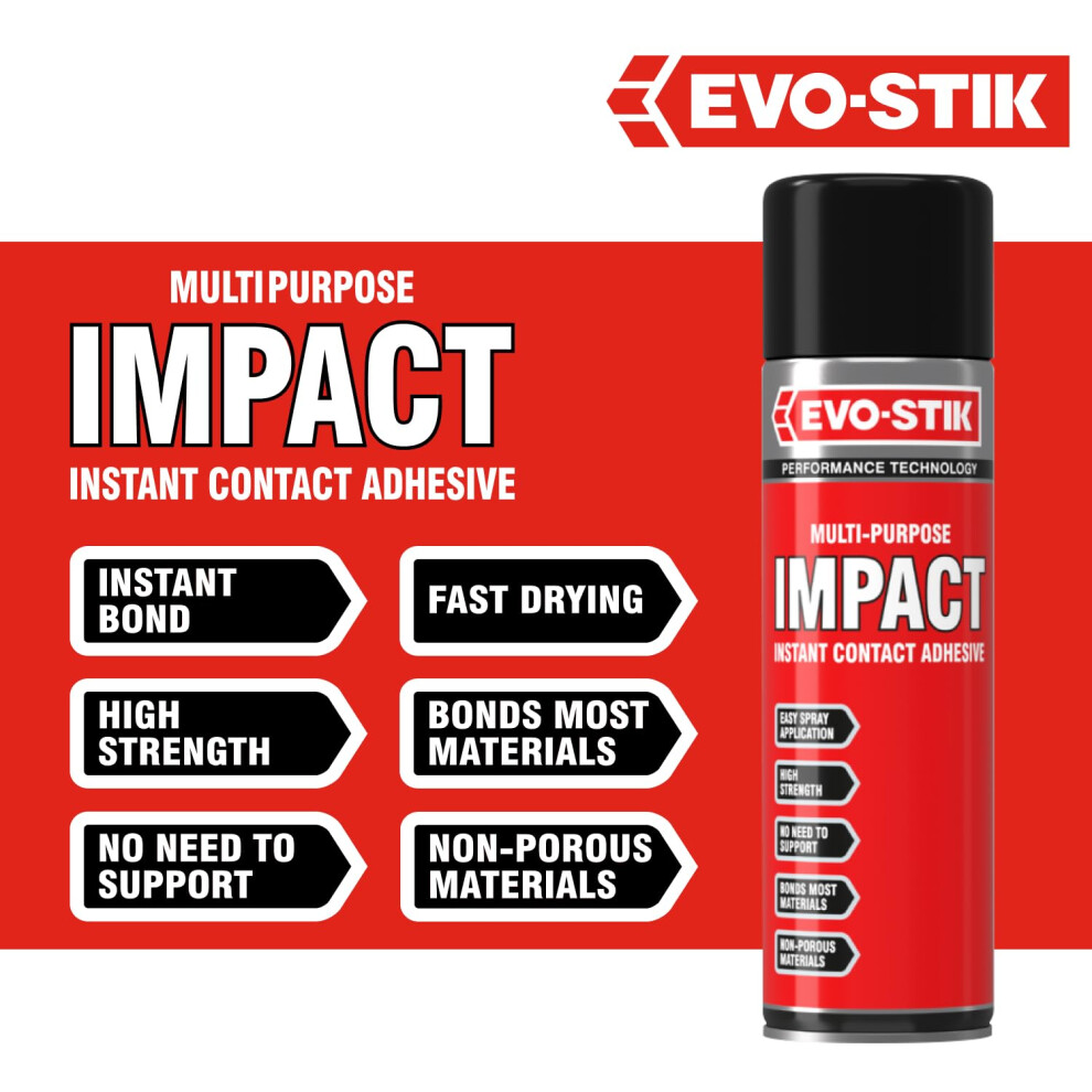 Evo-Stik Impact Adhesive Spray 200Ml - Bonds Immediately On Contact - High Shear 5003759934980