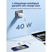 USB-C-Ladegerät – ANTCOOL – Aioneus – 40 W – 4 Anschlüsse – PD+QC 3,1 A Schnellladung
