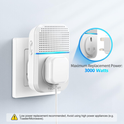 TeckNet TECKNET Self-Powered Wireless Doorbell with 3 Plug-in Receivers 1