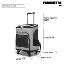2-in-1 Foldable Backpack/Rolling Pet Carrier for Dogs, Cats, and Other Animals - Gray - Trolley