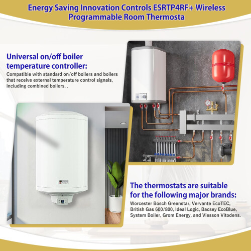 ESRTP4RF+ Wireless Programmable Thermostat – Adjust indoor temperature via programming, intelligently manage heating systems, and promote energy eff 1