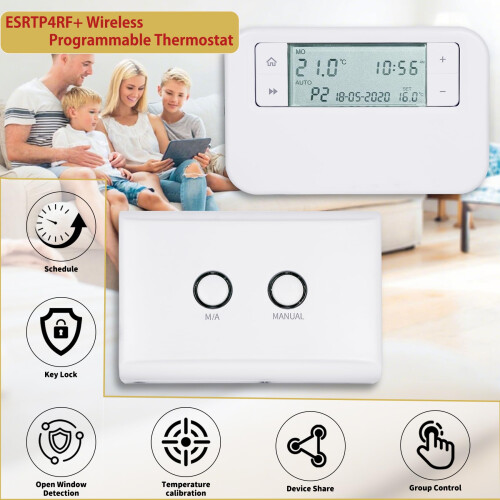 ESRTP4RF+ Wireless Programmable Thermostat – Adjust indoor temperature via programming, intelligently manage heating systems, and promote energy eff 2