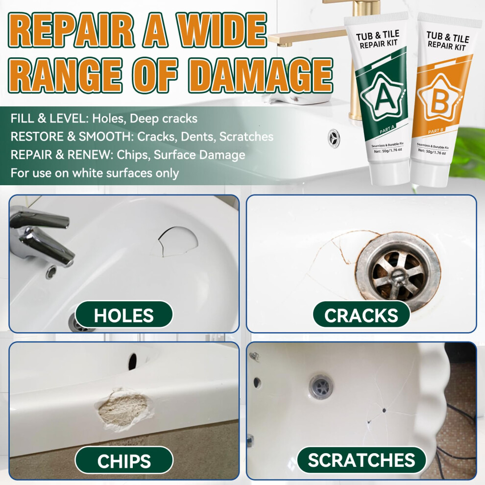 Tile Repair Kit White Professional Fibreglass Porcelain Ceramic Bath 5005407097702