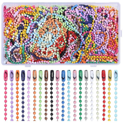 1000Pcs Mixed Color  Bead Chains with Connectors for Crafts and Decorations