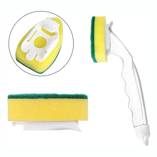 VIPITH Dishwashing Sponge with Handle, Sponge with handle for adding liquid to clean and scrub dishes - 12PC 1