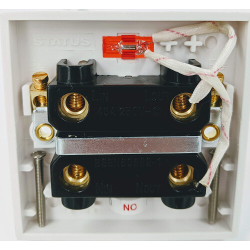 Status Electric Shower Ceiling Switch with Pull Cord 45 Amp Double Pole Isolator Isolation White Bathroom with Neon by Status 2