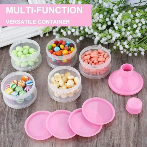 4-Layer Formula Dispenser - Portable Container Bottle for Outdoor Use - Pink 2