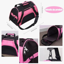 Sac de transport - KITYTETY - 47 x 30 x 23 cm - Rose - Toile imperméable - Panneau rigide amovible