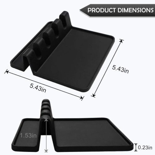 Spoon Rest - Kitchen - Silicone - Non-slip - Heat resistant - Black 1