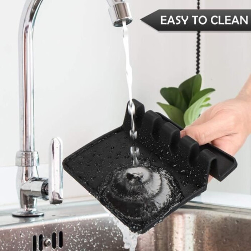 Spoon Rest - Kitchen - Silicone - Non-slip - Heat resistant - Black