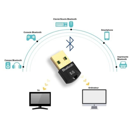 Bluetooth Dongle USB key - Phonillico - Bluetooth 5.0 - Windows 11-7 compatible - Fast transmission 1