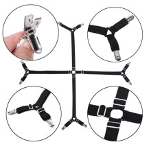 Sheet fasteners, loop straps, anti-slip triangle clips, clips for securing sheets, black cross pattern